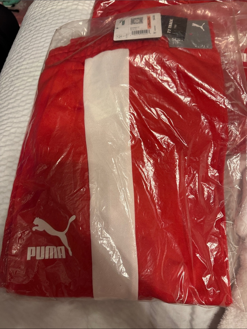 Puma Red Jacket with White Center Stripe